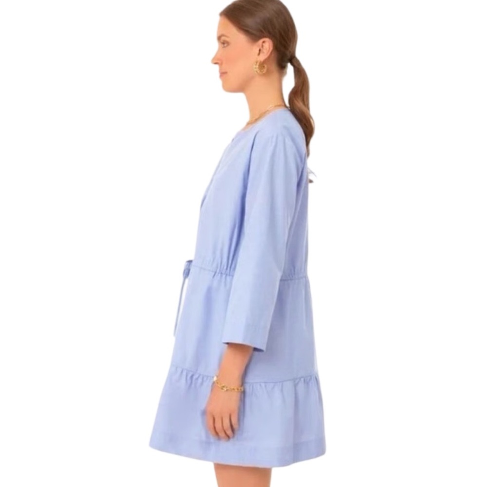 Pomander Place | Tuckernuck Lucy Light Blue Tiered Cotton 3/4 Sleeve Dress XL - Picture 3 of 13